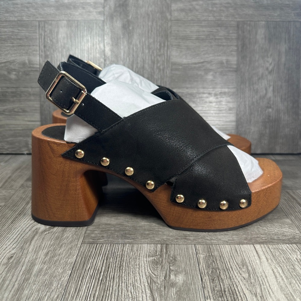 Madden Girl Platform Clog Sandals Women 10 Black Studded Slingback NEW